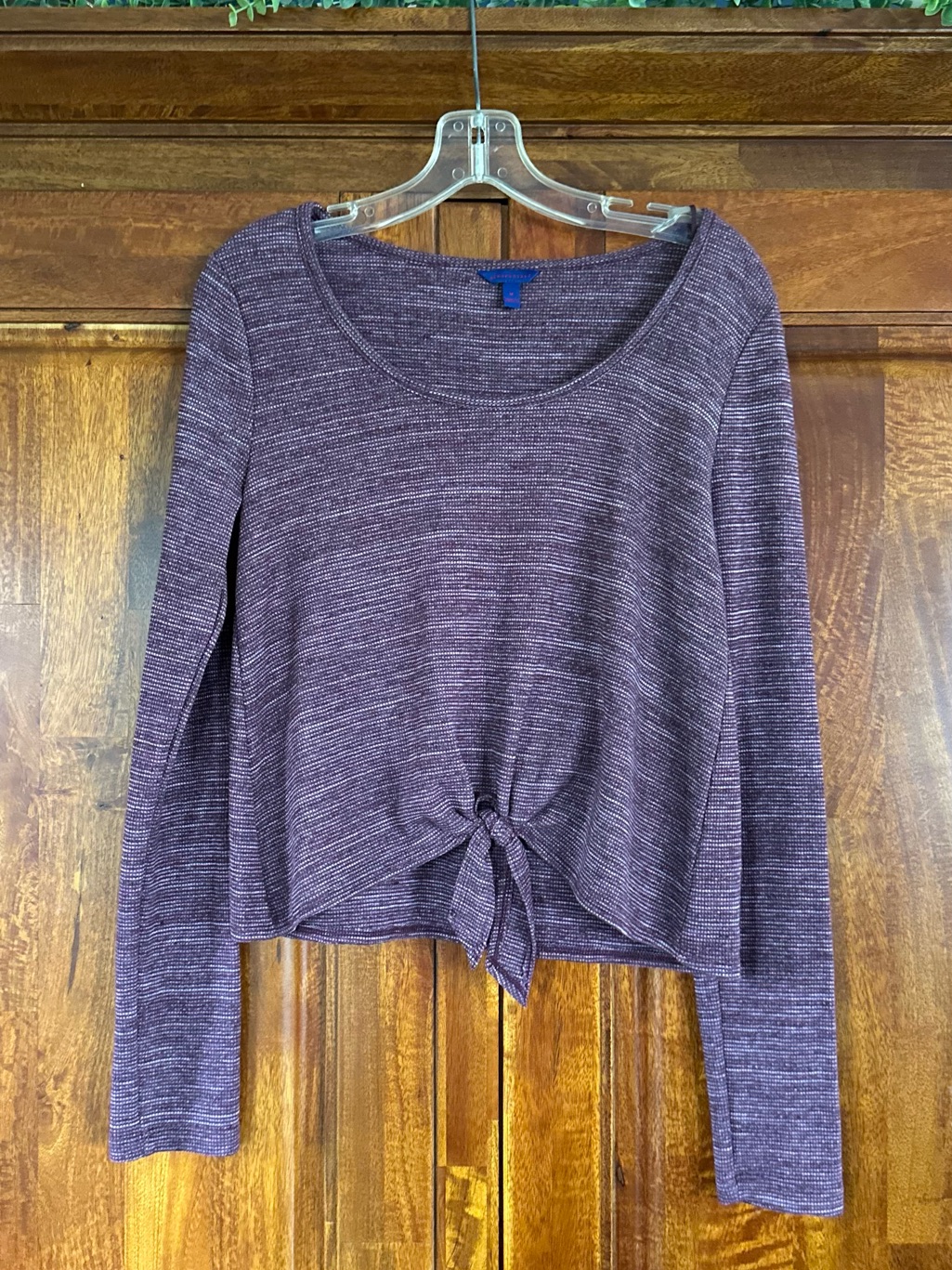 Aeropostale Marled Purple Long-Sleeve Tie-Front Top